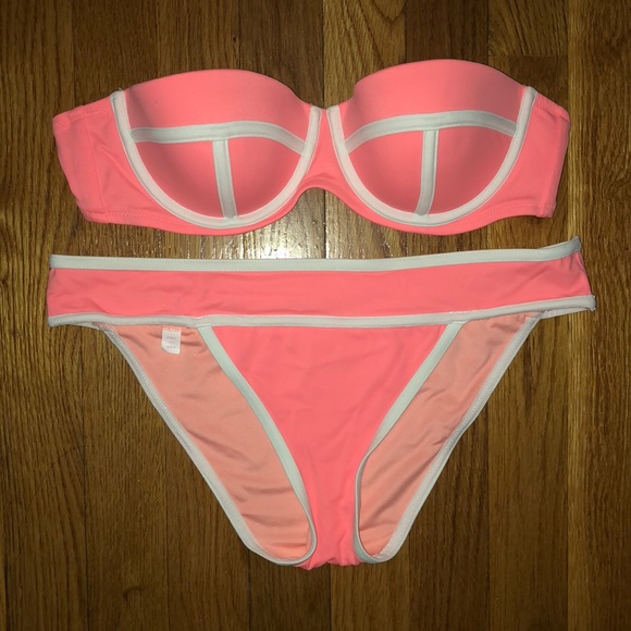 Victoria's Secret Other - Victoria’s Secret Coral Pink Bandeau Bikini Set